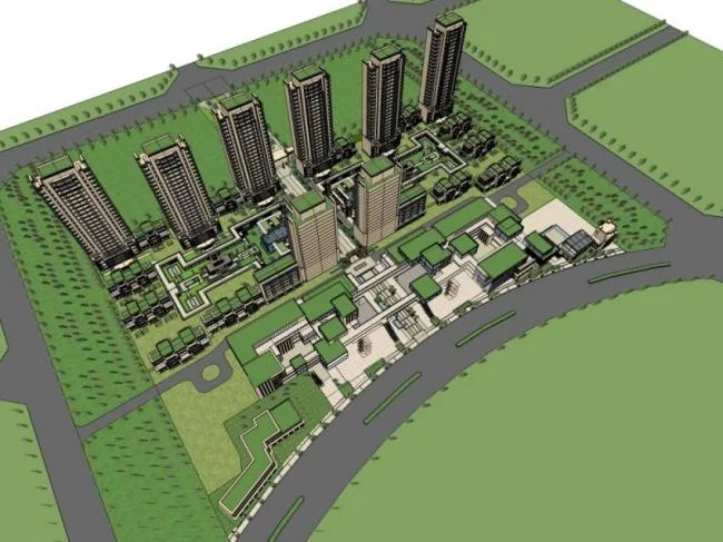 Sketchup住宅模型|高层住宅小区，古典风格