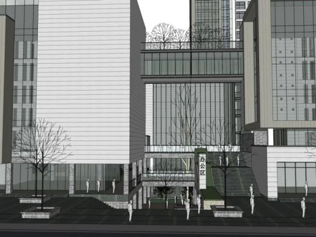 Sketchup商业模型|高层商业中心，现代风格