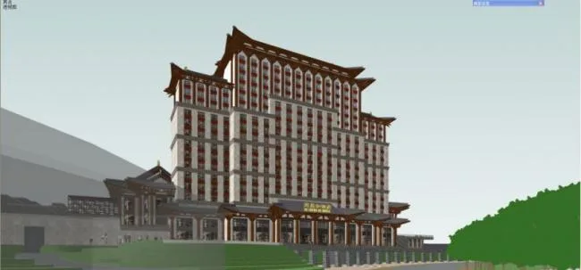 Sketchup酒店模型|高层酒店，中式风格，南湖德胜和酒店投标方案