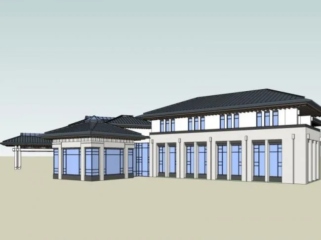 Sketchup酒店模型|多层酒店，中式风格