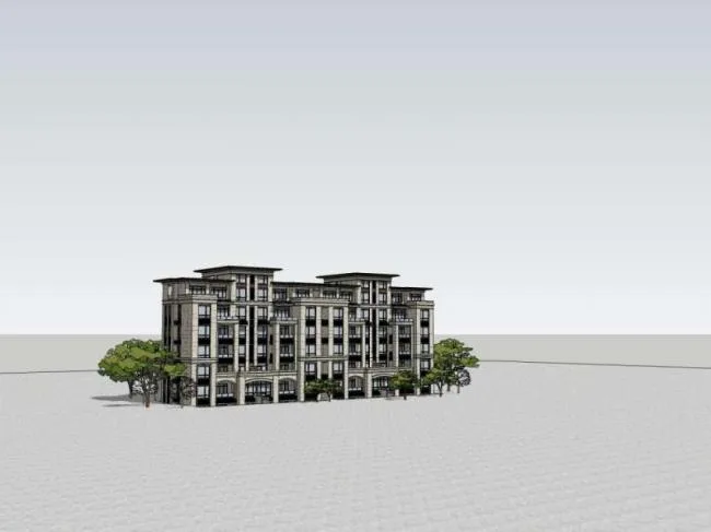 Sketchup住宅模型|多层住宅，花园洋房，居住建筑，古典风格