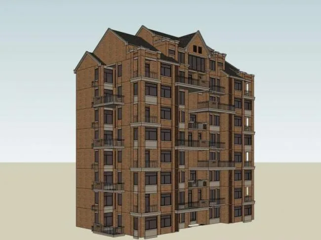 Sketchup住宅模型|多层住宅，英式古典风格