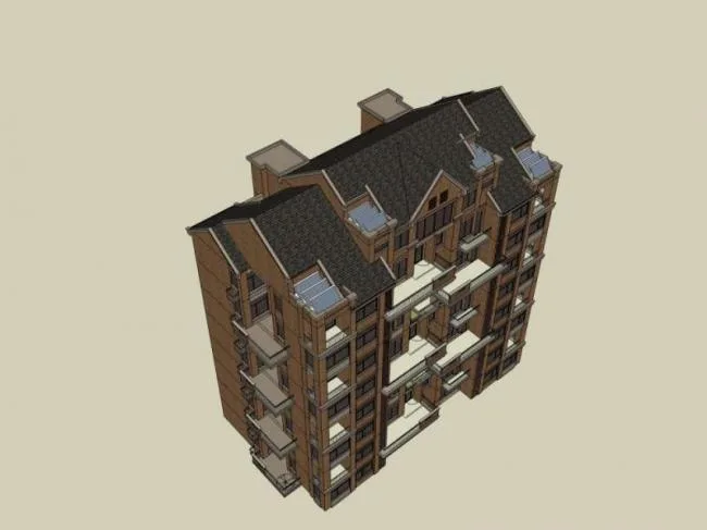 Sketchup住宅模型|多层住宅，英式古典风格