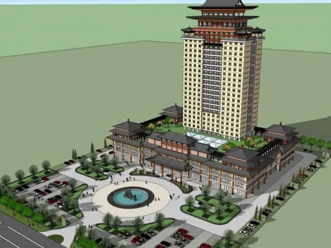 Sketchup酒店模型|高层酒店，中式风格