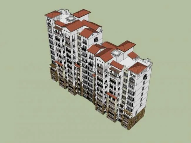 Sketchup住宅模型|高层住宅，古典风格