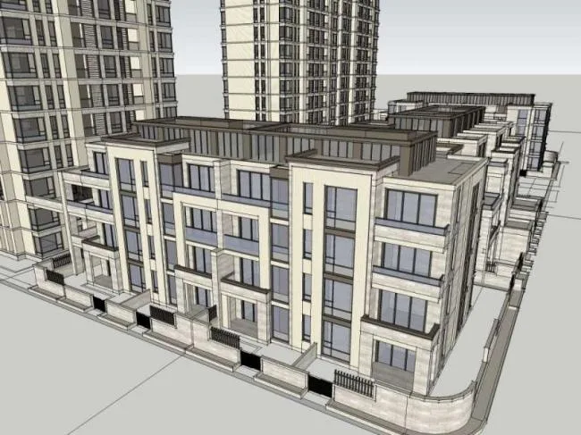 Sketchup住宅模型|高层住宅楼，居住建筑，古典风格
