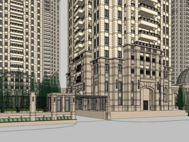 Sketchup住宅模型|高层住宅，古典风格