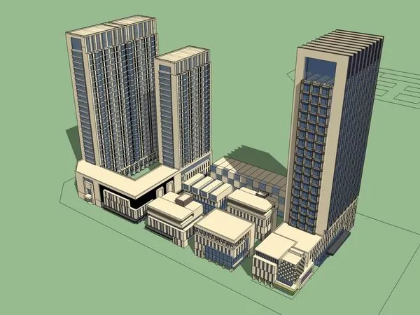 Sketchup酒店模型|多层旅馆，酒店，现代风格