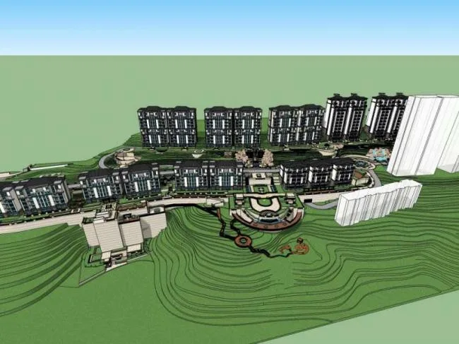 Sketchup住宅模型|高层住宅小区，居住建筑，古典风格