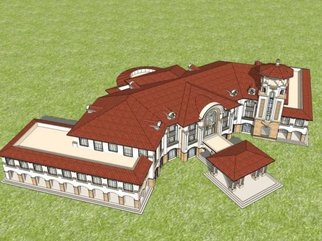 Sketchup商业模型|多层售楼部会所，古典风格