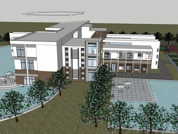 Sketchup酒店模型|多层经济类酒店，现代风格