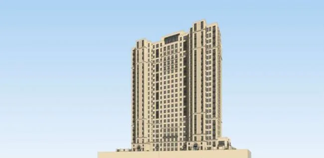 Sketchup住宅模型|高层住宅楼，古典风格
