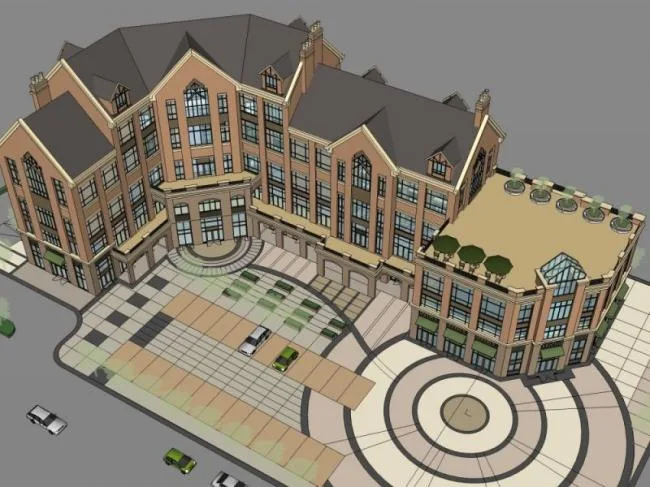 Sketchup商业模型|多层商业建筑，英式风格