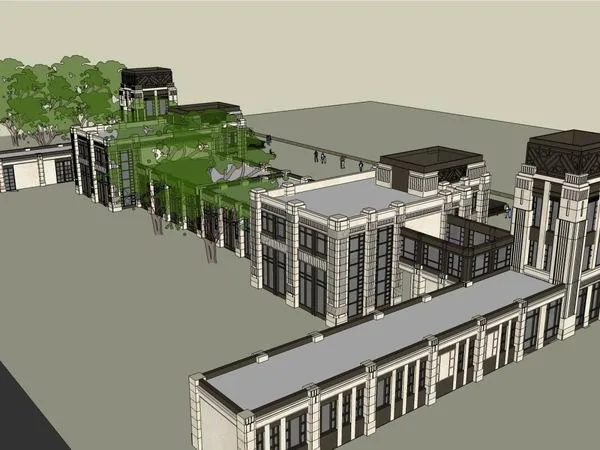 Sketchup酒店模型|多层酒店，古典风格