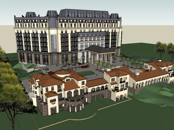 Sketchup酒店模型|多层酒店，古典风格