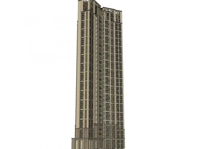 Sketchup住宅模型|超高层住宅楼，古典风格