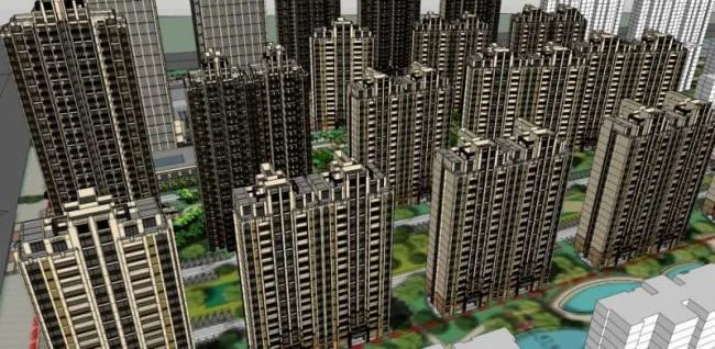 Sketchup住宅模型|超高层住宅，底层商业，古典风格