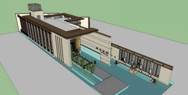 Sketchup住宅模型|多层售楼处，现代中式风格