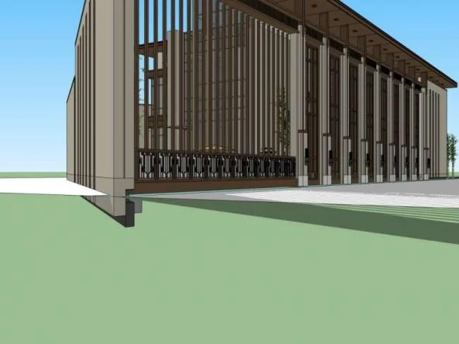 Sketchup住宅模型|多层售楼处，现代中式风格