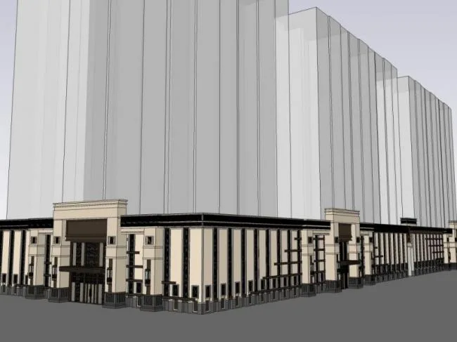 Sketchup商业模型|低层商业建筑群，现代风格
