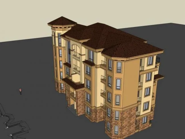 Sketchup住宅模型|多层住宅楼，古典风格