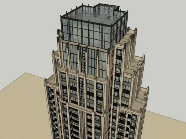 Sketchup住宅模型|超高层住宅楼，古典风格
