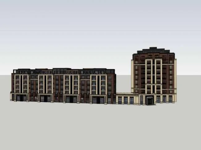 Sketchup住宅模型|多层住宅，沿街商业，西式古典风格