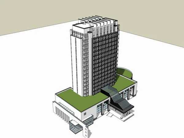 Sketchup酒店模型|高层酒店，现代中式风格