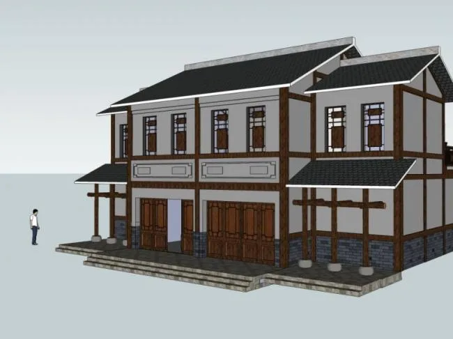 Sketchup住宅模型|多层民居，中式风格