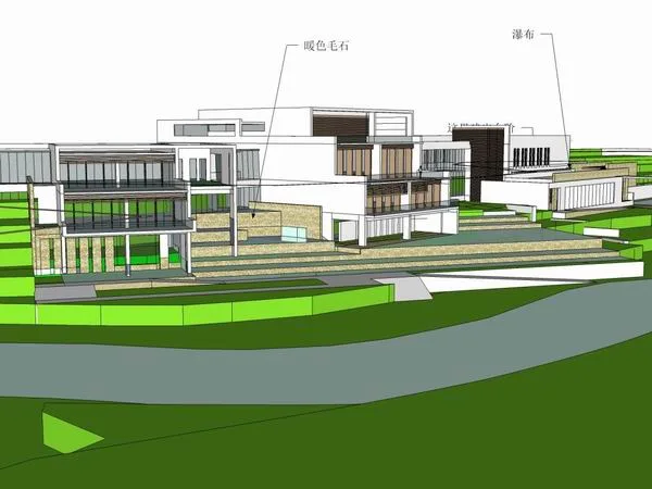 Sketchup酒店模型|多层宁波力隆山庄规划，度假酒店，现代风格