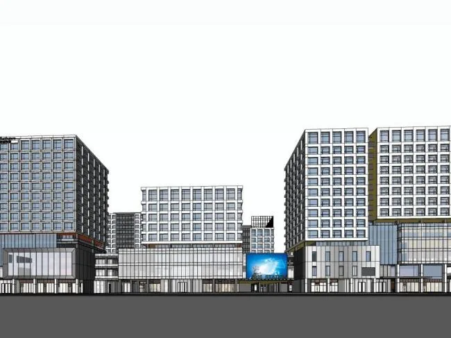 Sketchup综合体模型|高层商业综合体，办公，现代风格