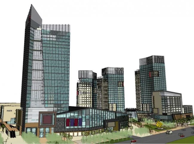 Sketchup综合体模型|大型城市商业综合体，多层高层混合，写字楼，公寓，步行街，购物中心，现代风格