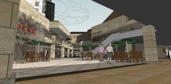 Sketchup综合体模型|下沉式广场，大型商业综合体，现代风格，办公，酒店