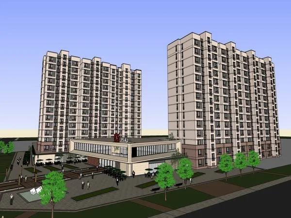 Sketchup住宅模型|高层住宅，小区会所，现代风格