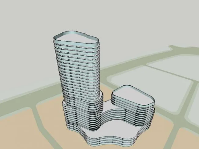 Sketchup住宅模型|超高层住宅，底层商业，现代风格