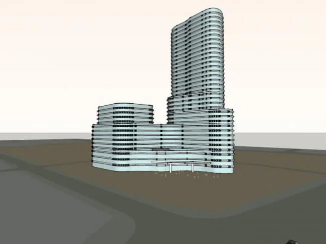 Sketchup住宅模型|超高层住宅，底层商业，现代风格