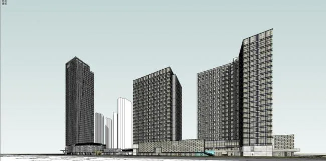 Sketchup综合体模型|超高层商业综合体，办公，酒店，住宅，现代风格