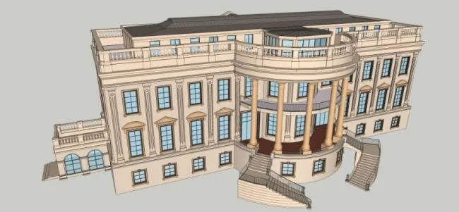 Sketchup商业模型|多层会所，法式风格