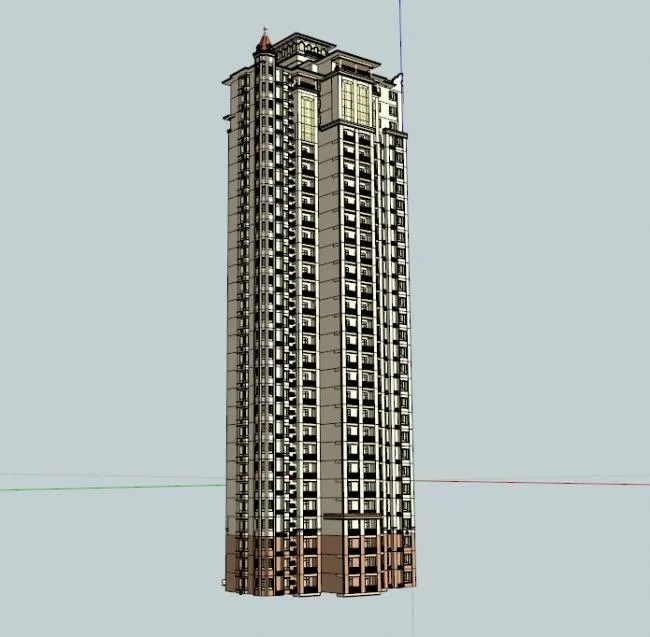 Sketchup住宅模型|超高层住宅，西班牙古典风格