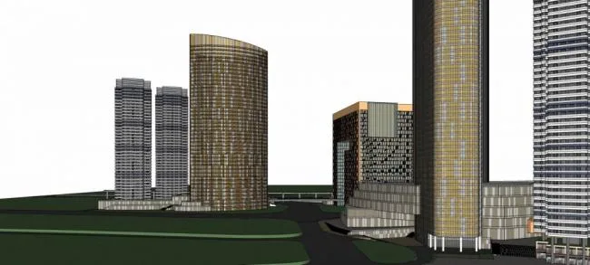 Sketchup综合体模型|超高层商业综合体，酒店办公，商场，商业裙房，现代风格