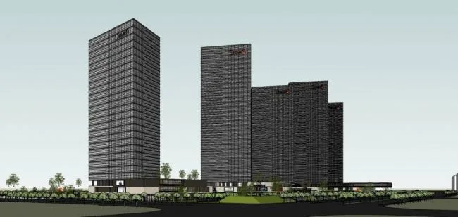 Sketchup综合体模型|大型商业综合体，高层酒店办公，商业裙房，现代风格