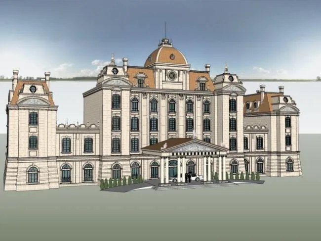 Sketchup商业模型|多层商业建筑，古典风格