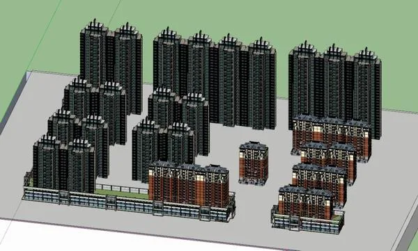 Sketchup住宅模型|超高层住宅，高层住宅，多层住宅，现代风格