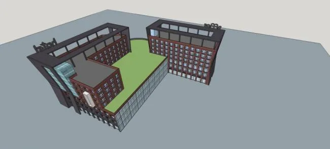 Sketchup综合体模型|多层商业综合体，现代风格，酒店办公，商场，商业裙房