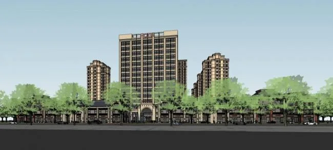Sketchup综合体模型|高层综合体，住宅小区，酒店办公，商业裙房，新古典风格