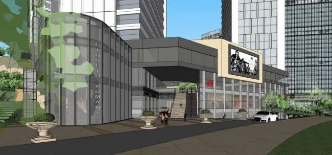 Sketchup综合体模型|超高层城市商业综合体，现代风格，办公酒店，公寓，多层商业裙房，商场
