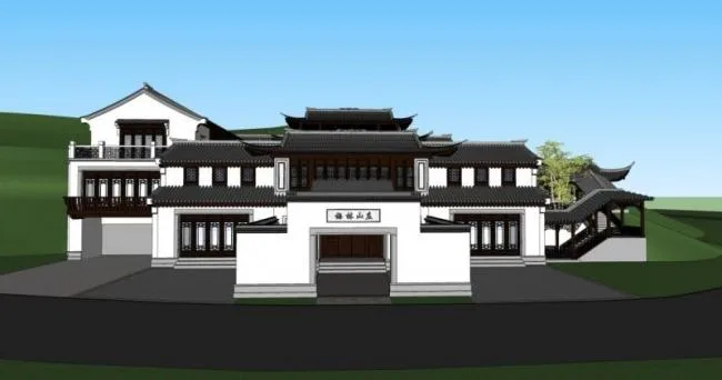Sketchup商业模型|多层会所，中式风格