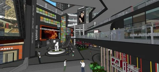 Sketchup综合体模型|巴陵·尚城商业综合体，高层酒店办公，多层商业裙房，现代风格