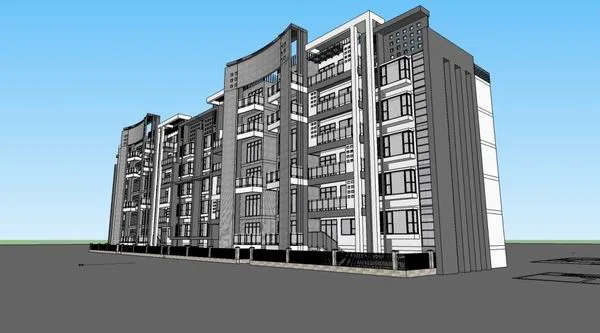 Sketchup住宅模型|多层住宅，现代风格