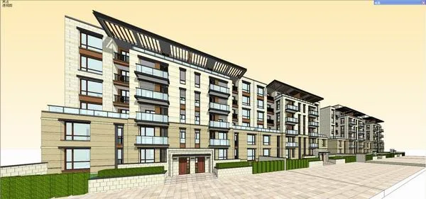 Sketchup住宅模型|多层住宅，现代风格